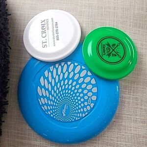 Frisbee 3 as seen different sizes and colors per request child pet only kid used